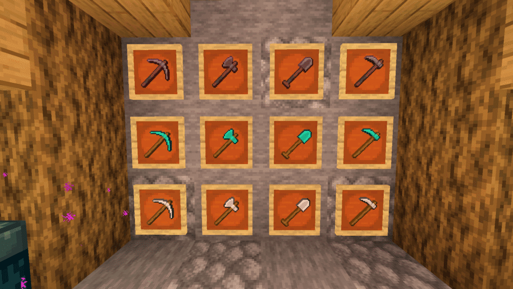Custom pickaxe and axe textures from Mr Blue Sky Minecraft PvP Texture Pack