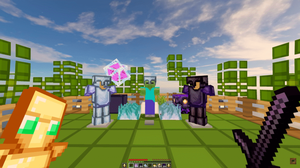 Icymonkey texture pack Crystal PvP view — clear blue fire and clean obsidian textures.