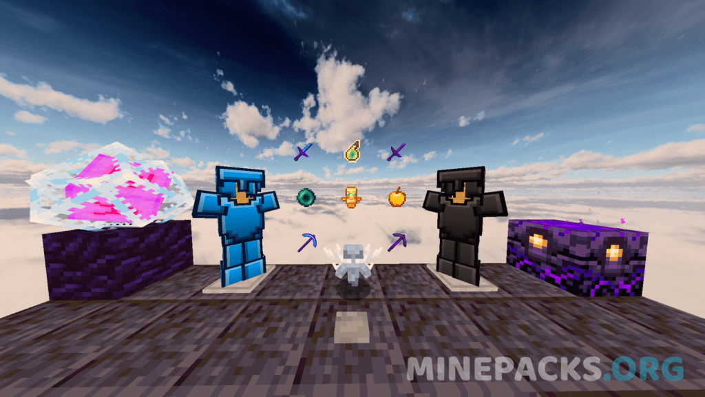 Doly 128x texture pack showing short swords, smooth armor textures, and clean PvP visuals in Minecraft Java Edition