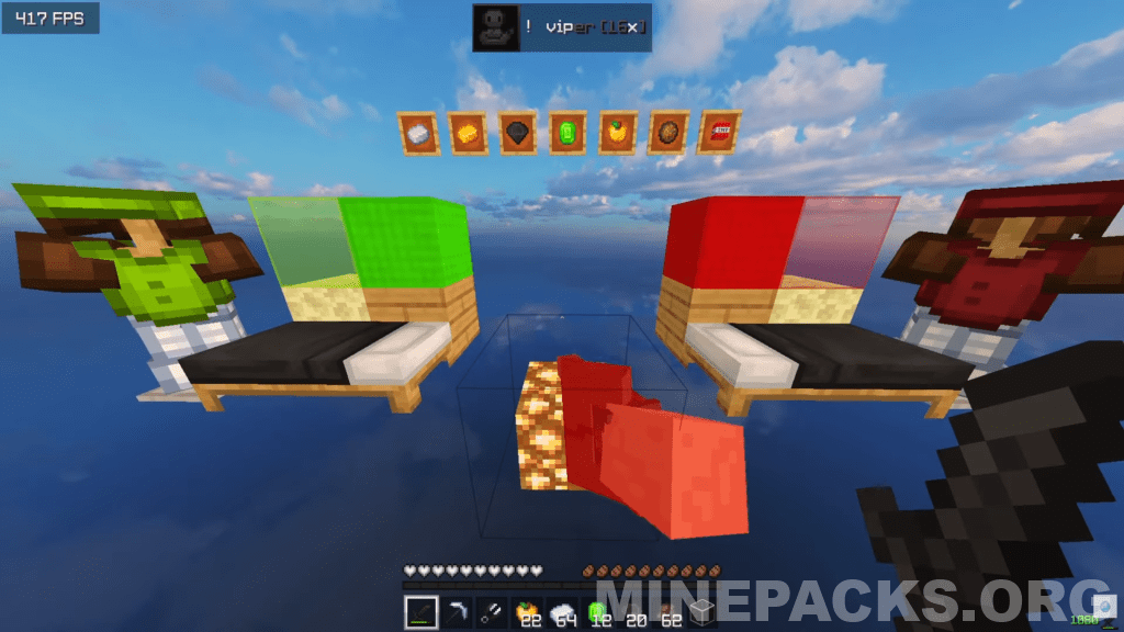 Viper texture pack showcase featuring gray-white color scheme and modified PvP weapons for Minecraft 1.8.9