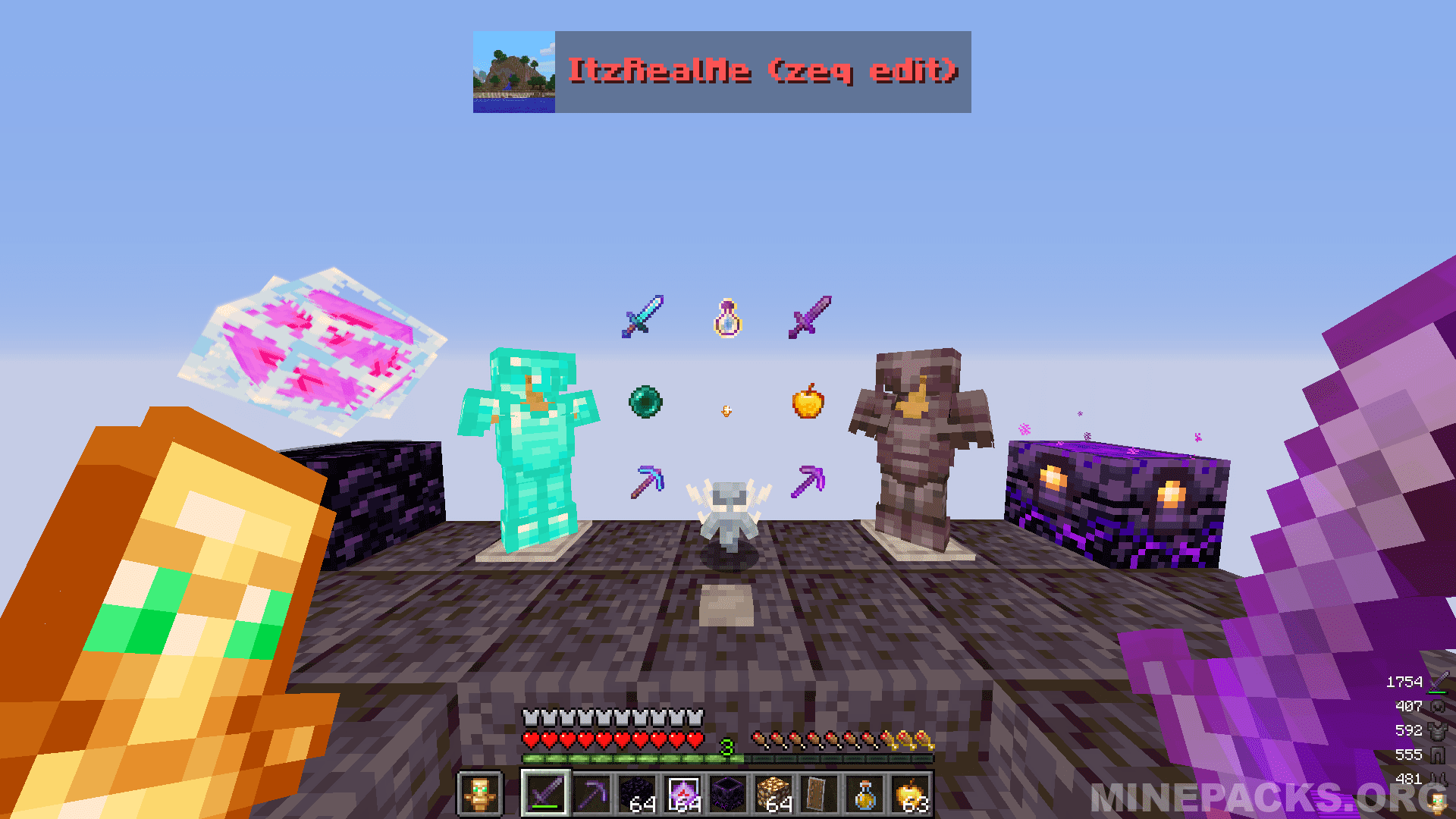 ItzRealMe minecraft resource pack showing smaller totem design perfect for crystal pvp combat without visual obstruction